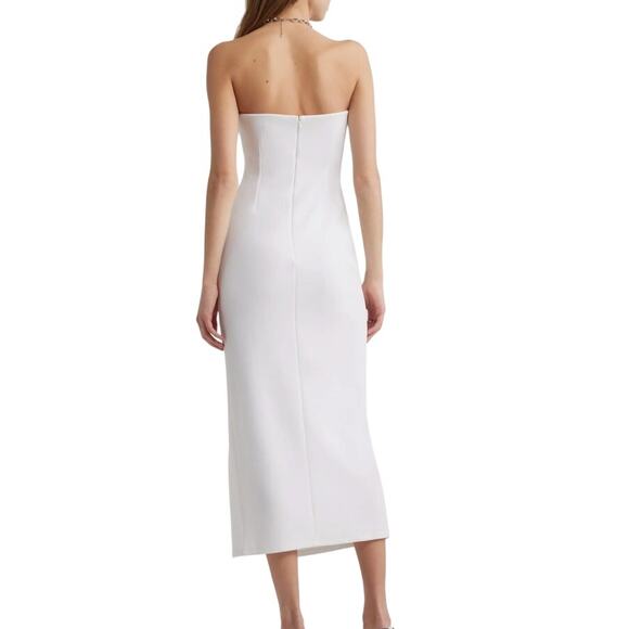 Open Edit Women's Ruched Strapless Maxi Dress White Size Large Bridal Style - Picture 2 of 11
